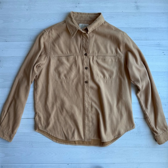 St. John's Bay Tops - St. John's Bay Tan Faux Suede Heritage Western Button Down Shirt Petite M